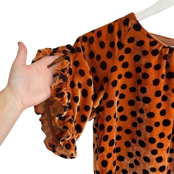 Madewell Velvet Memento Ruffle-Sleeve Top in Leopard Dot, Size XS - Picture 6 of 11